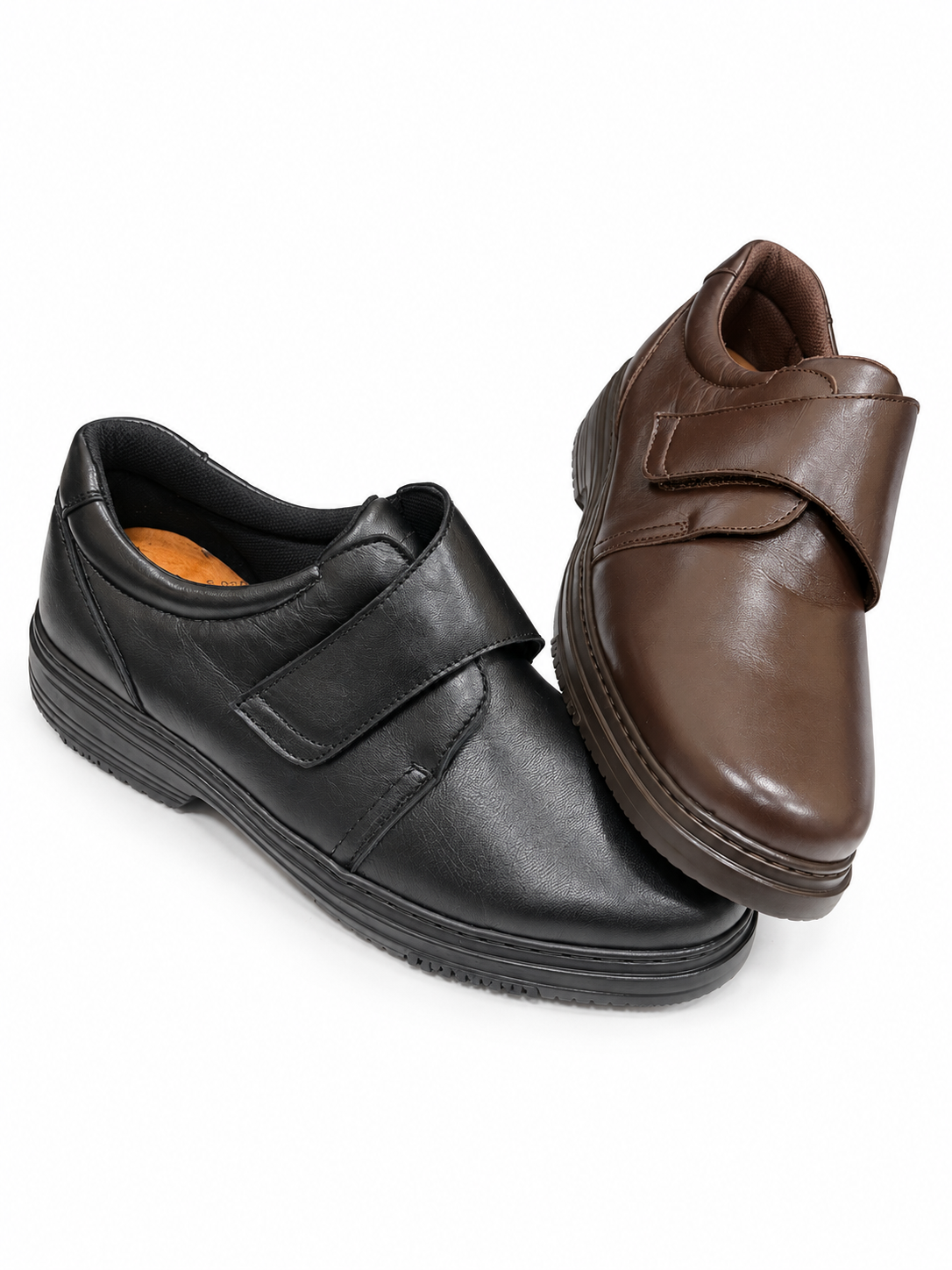 Zapato piel velcro ancho especial para diabéticos hombre
