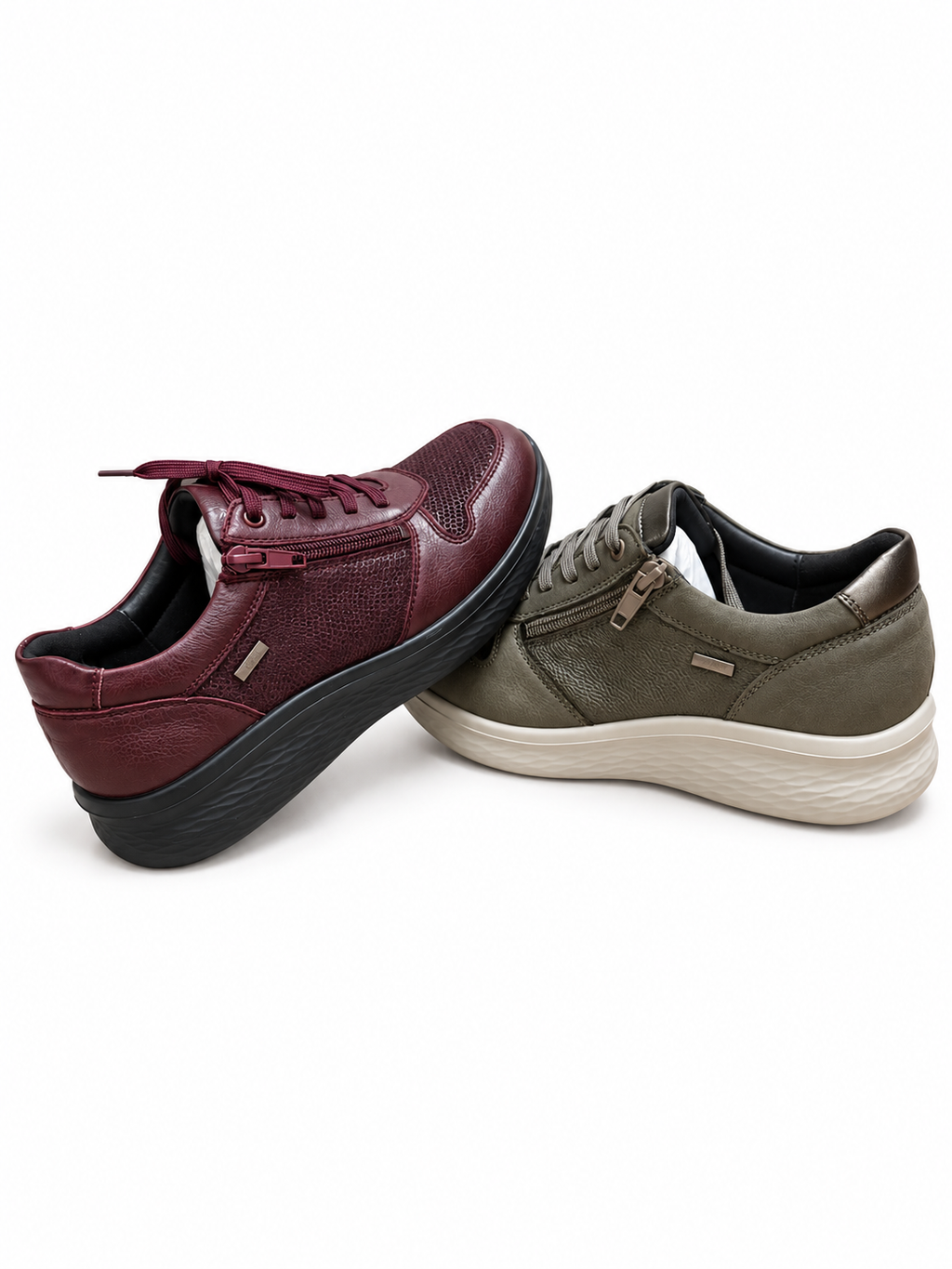 Zapato piel con cordones y cremallera impermeable mujer se adapta plantilla ortopédica
