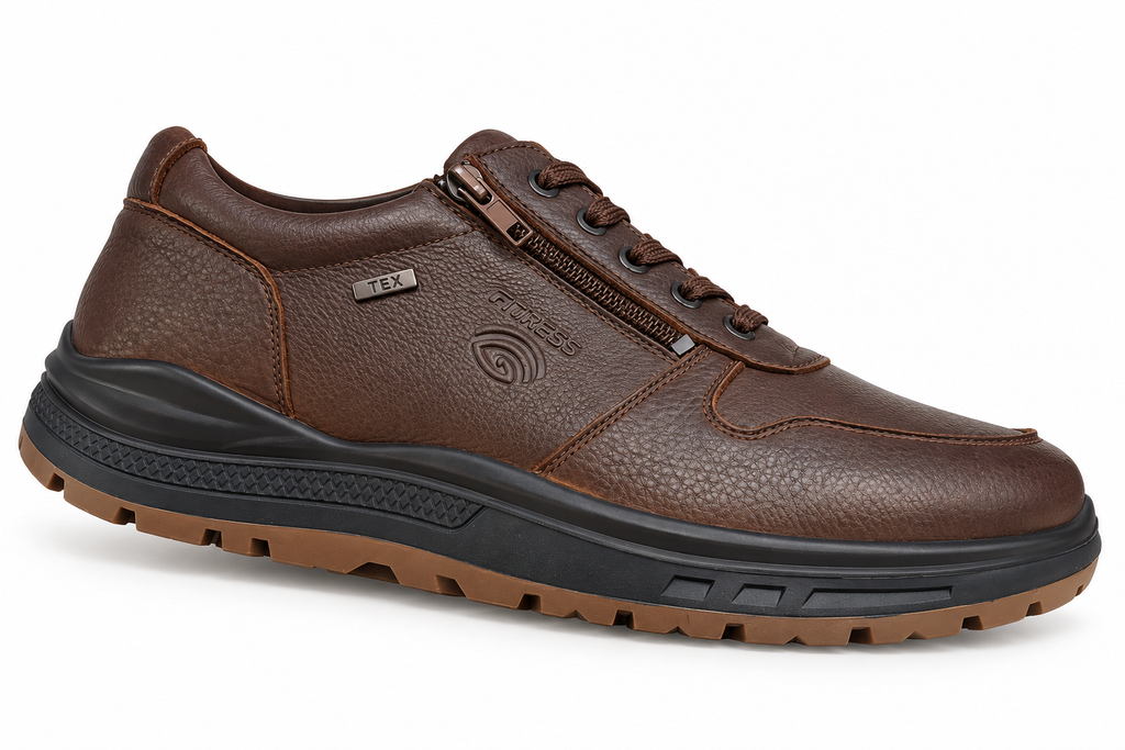 Blucher piel impermeable con cremallera ancho especial hombre se adapta plantilla ortopédica