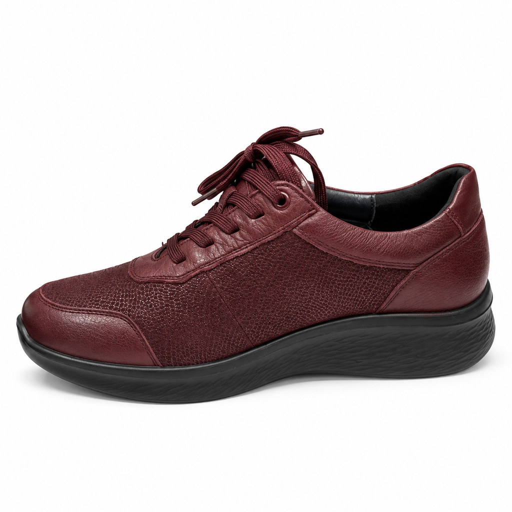 Zapato piel con cordones y cremallera impermeable mujer se adapta plantilla ortopédica