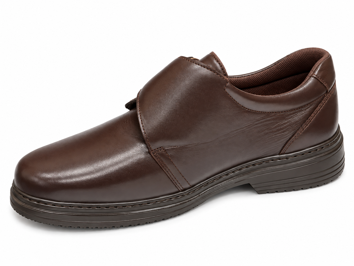 Zapato piel velcro ancho especial para diabéticos hombre