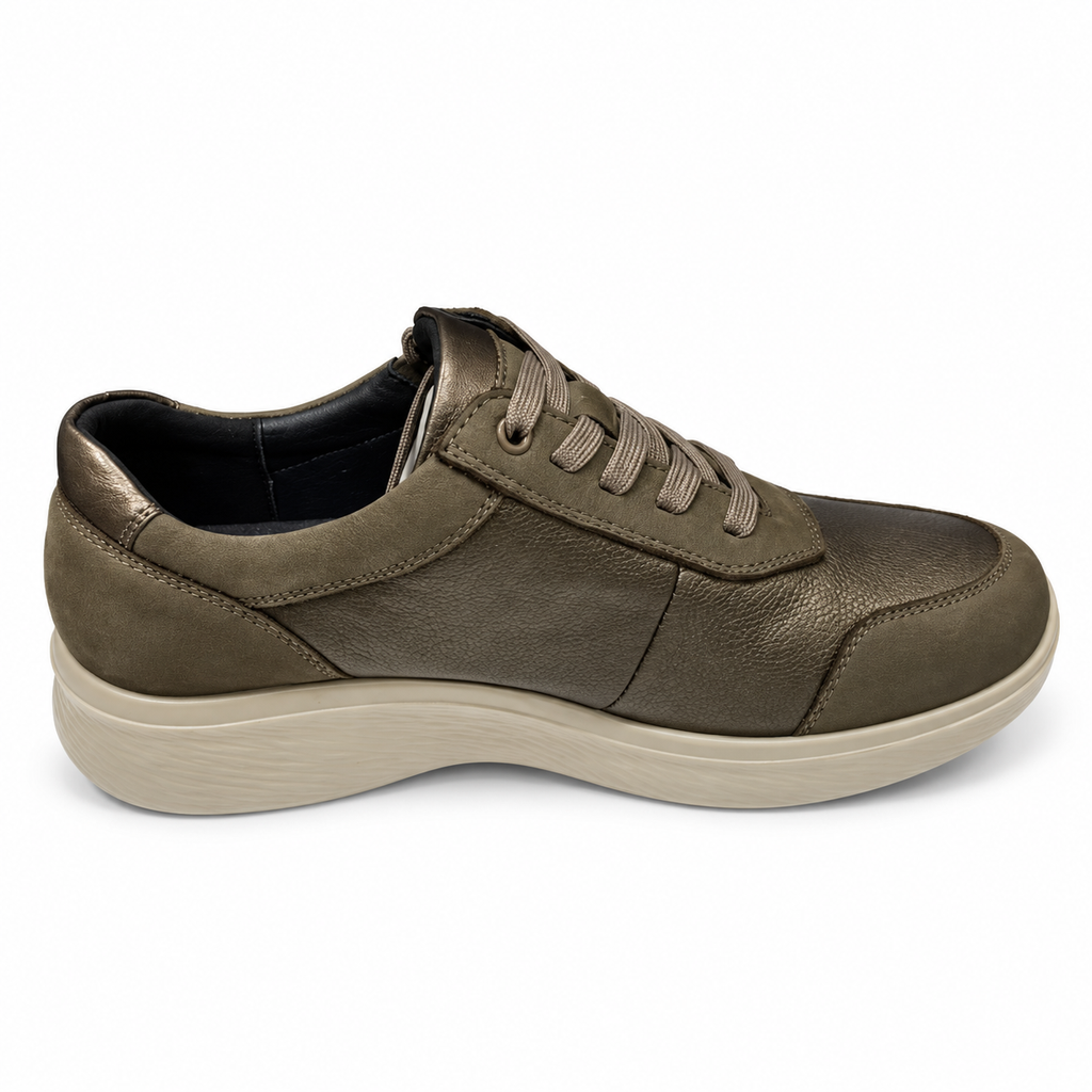 Zapato piel con cordones y cremallera impermeable mujer se adapta plantilla ortopédica