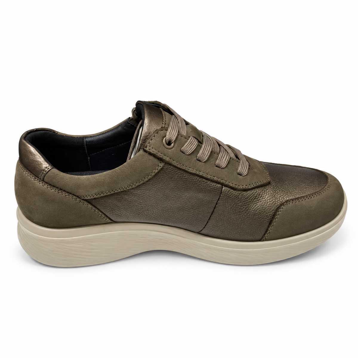 Zapato piel con cordones y cremallera impermeable mujer se adapta plantilla ortopédica
