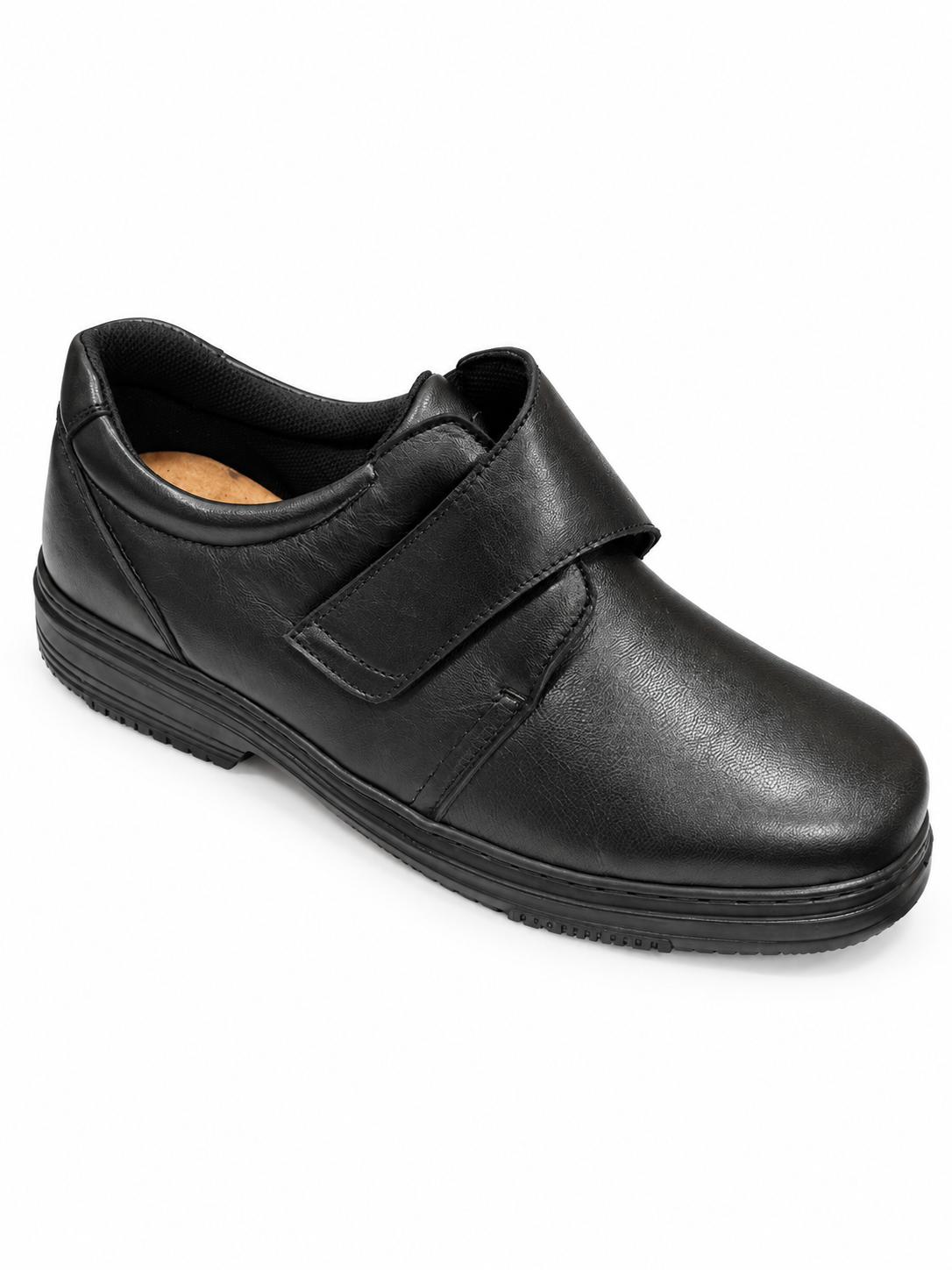 Zapato piel velcro ancho especial para diabéticos hombre